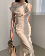 Hip Shirring Long Skirt