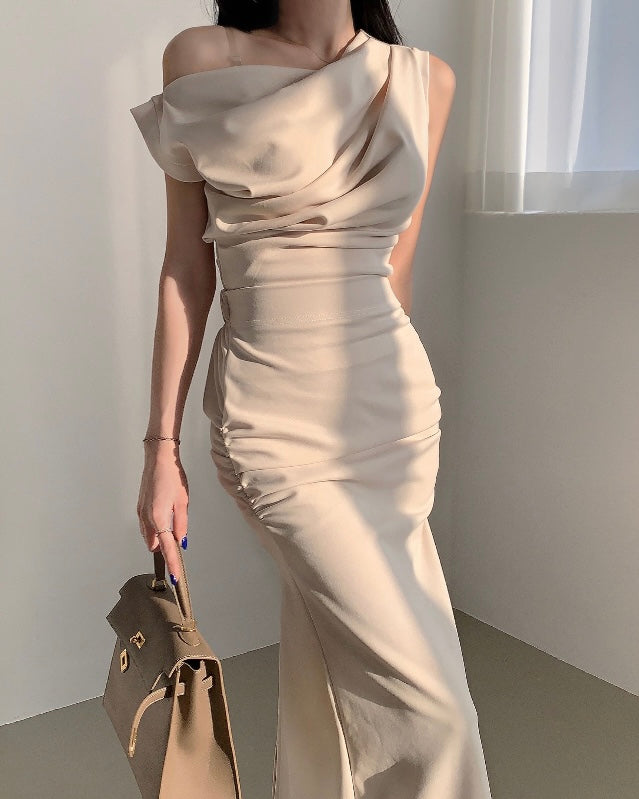 Hip Shirring Long Skirt