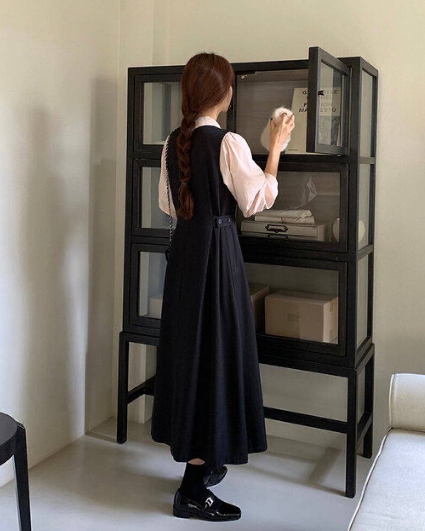 Side Button Sleeveless Long Dress