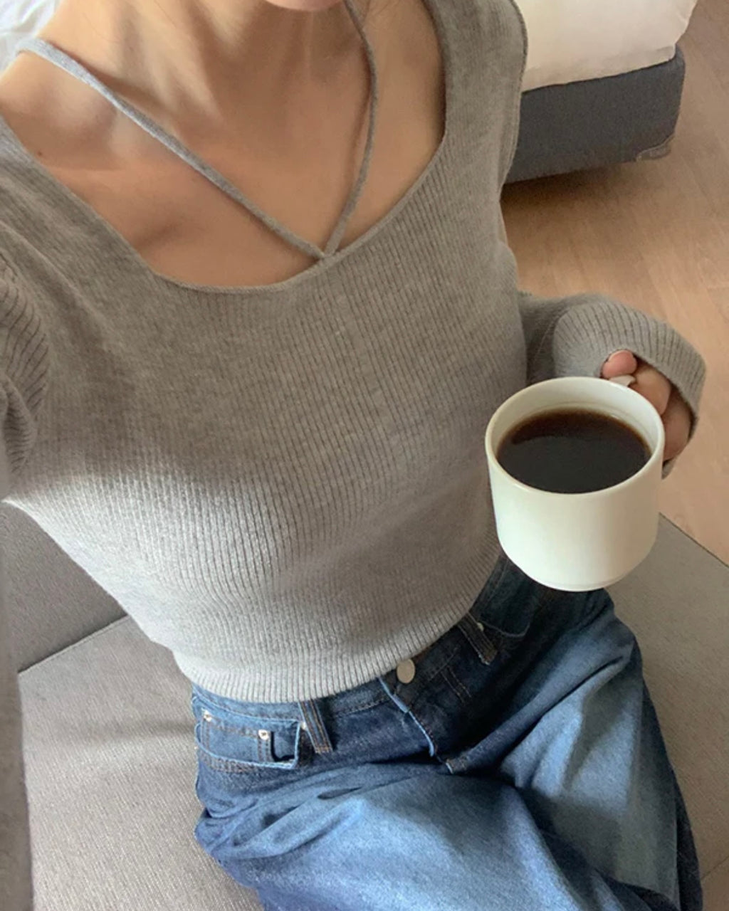 Serene Strap Ribbed Knit Top