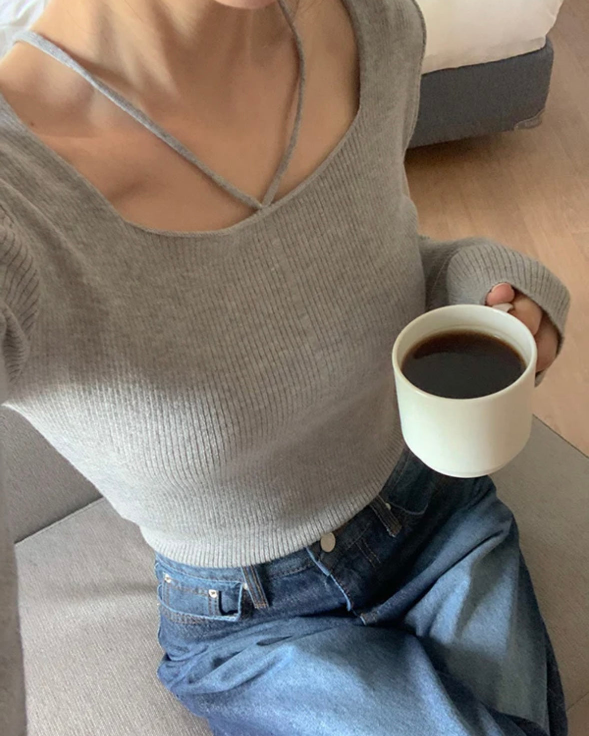 Serene Strap Ribbed Knit Top