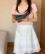 Stay Two Button Skirt