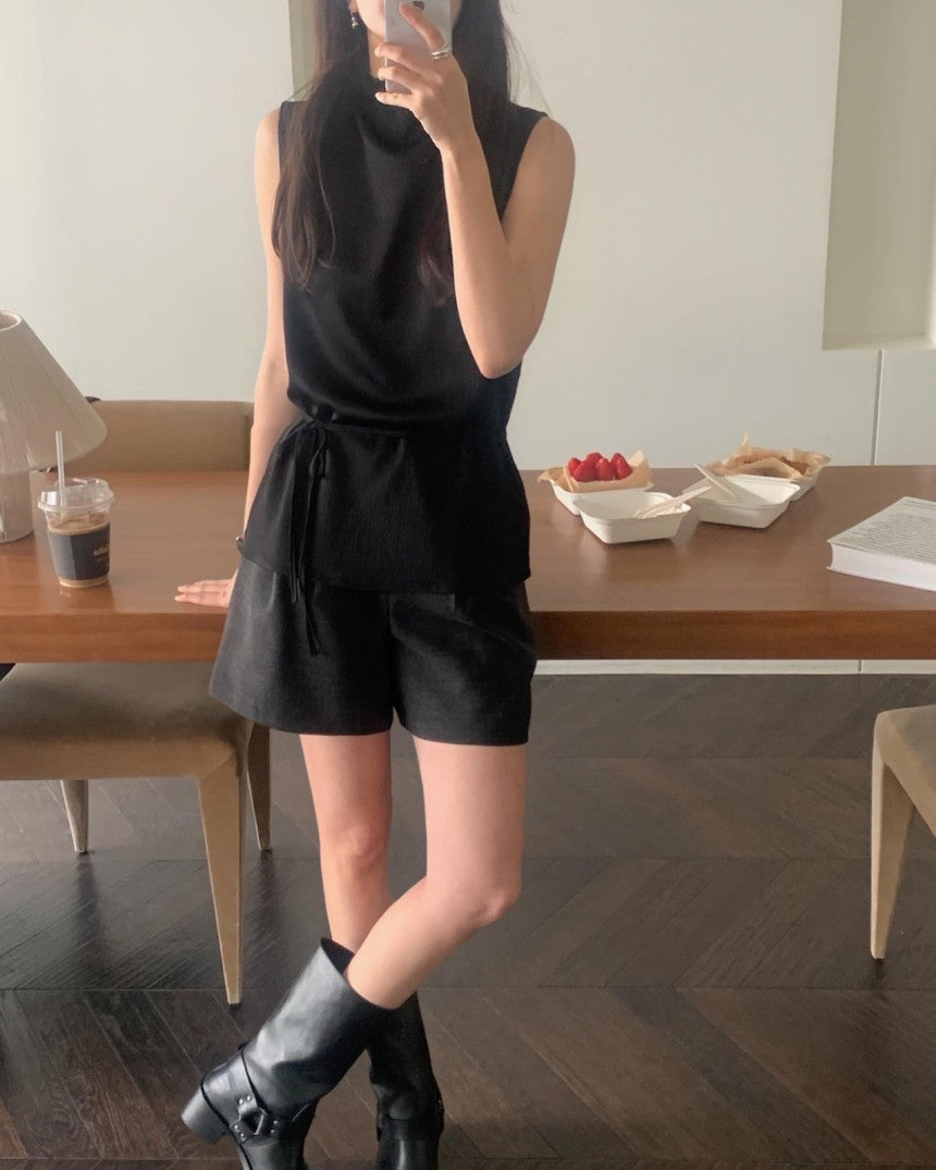 Wrinkle Tencel Sleeveless Blouse