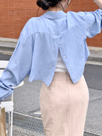 Back Button Cotton Blouse