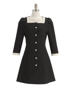 Square-Neck Tweed Dress
