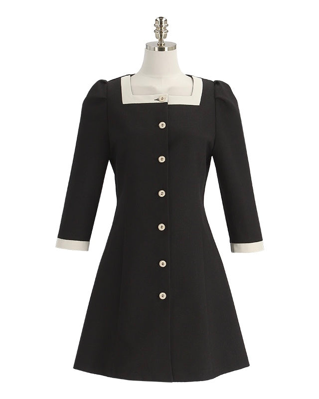 Square-Neck Tweed Dress
