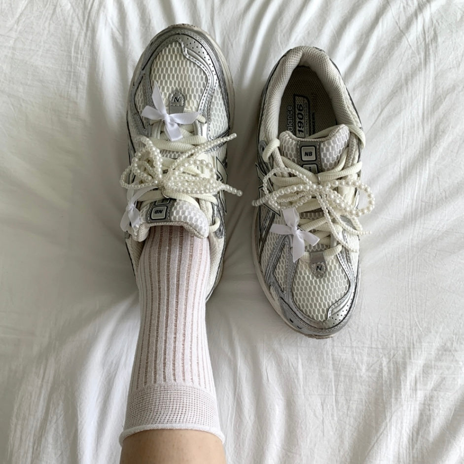 Double Pearl Ribbon Shoe Charm ( 2pcs )
