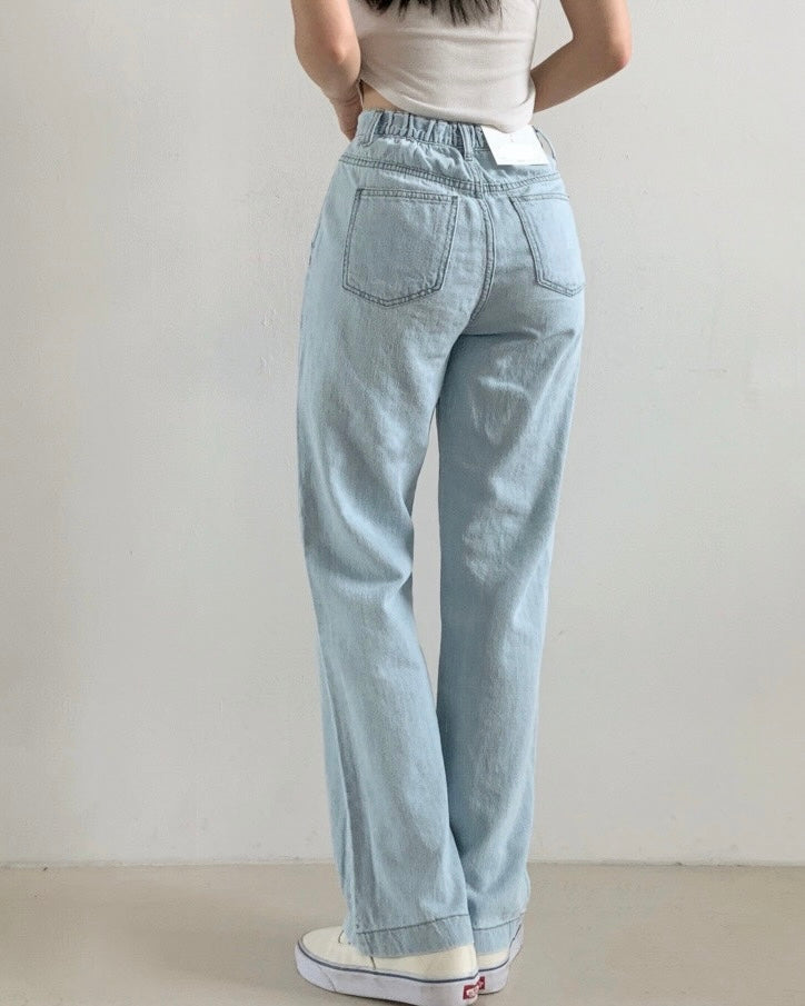 [S,M,L] Lightweight Banding Denim (Light-Wash)