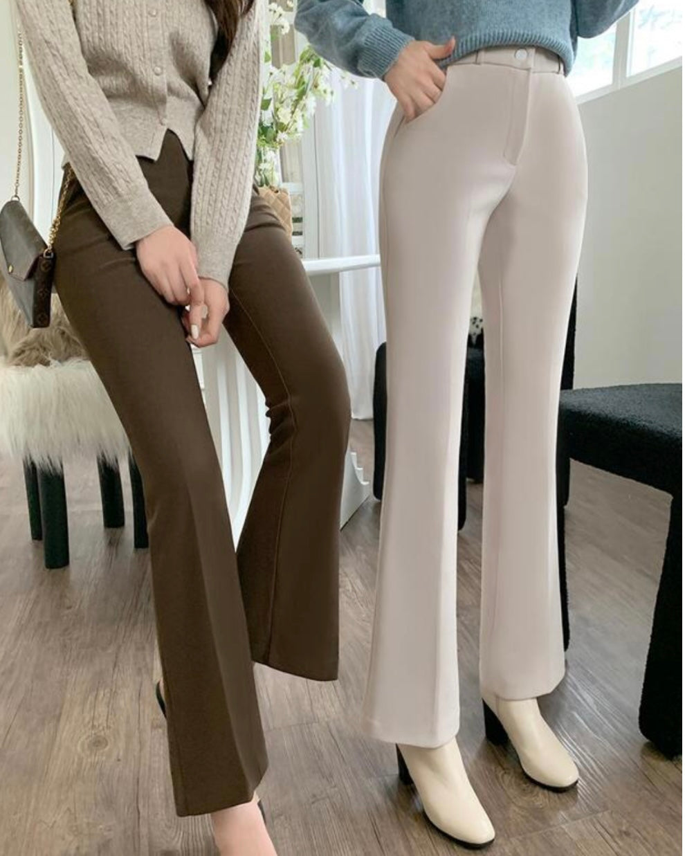 [S,M] Hidden Banding Flared Slacks