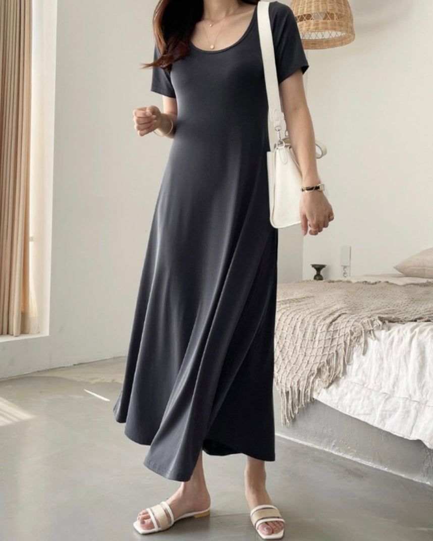 Cool U-Neck Short Sleeve Dress