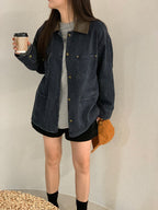 Leather Collar Denim Jacket