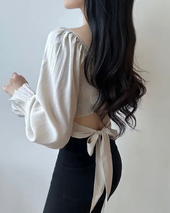 Square-Neck Cropped Blouse