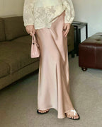 Hidden Banding Satin Maxi Skirt