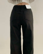 [S/M/L] Black High-Waist Stretchy Flared Cotton Pants