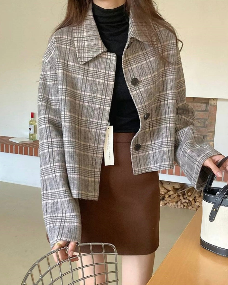 Check Wool Short Jacket