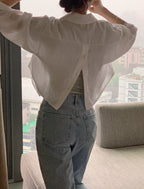 Back Button Cotton Blouse