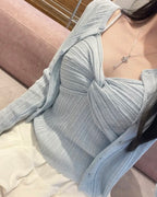 Twist Sleeveless Cardigan Set