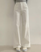 [S,M,L] High-Waist Stretchy Flared Cotton Pants