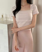 [ Sale Excluded ] Mesh Square-Neck Top