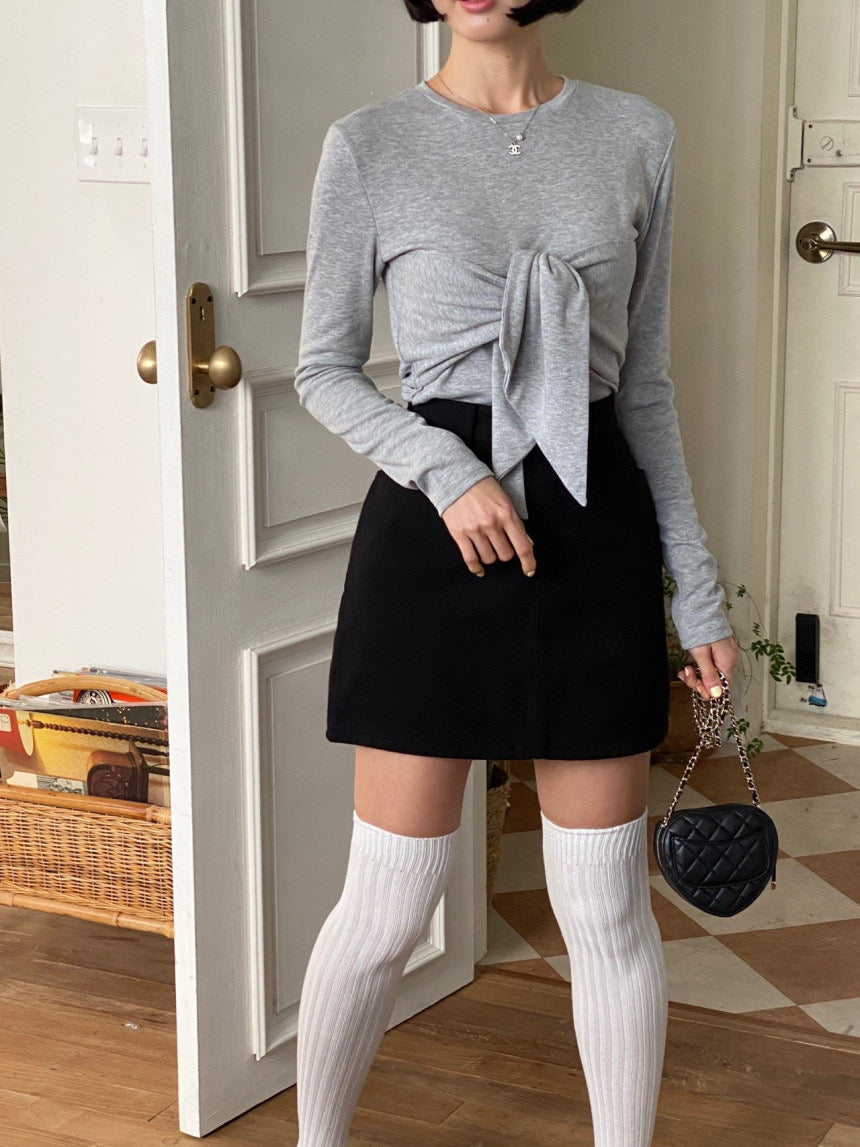 Ribbon Bustier Long Sleeves Tee