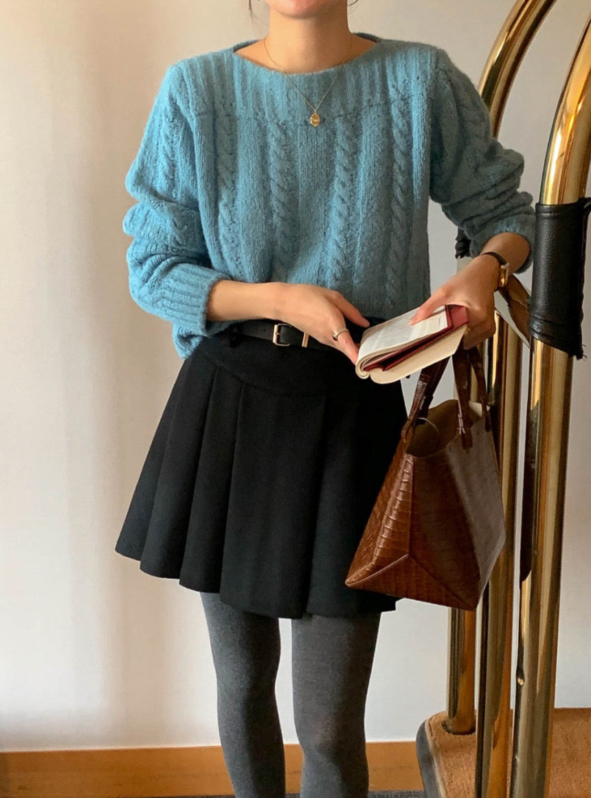 [S,M] Tommy Wool Skirt + Belt