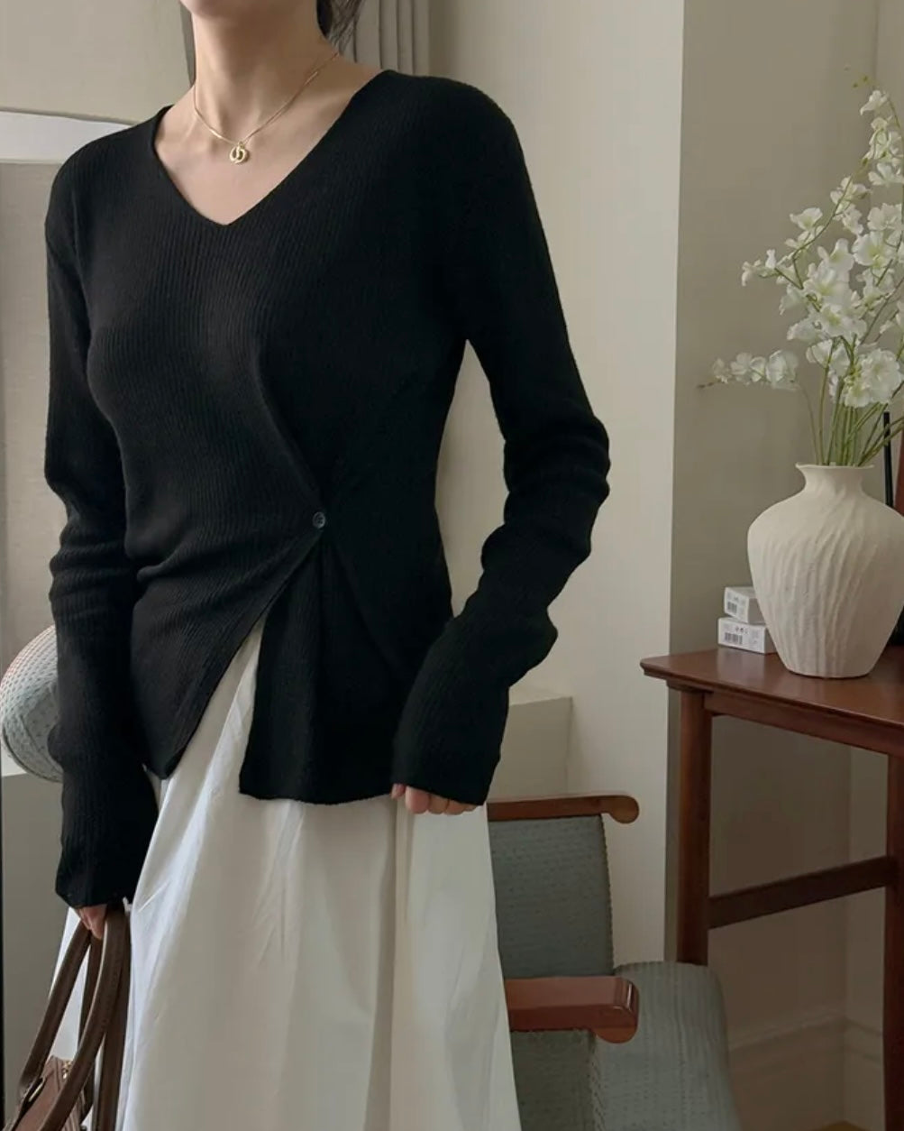 Bamboo Button Knit
