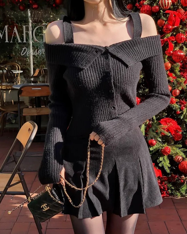 Two-Way Off-Shoulder Ribbed Knit