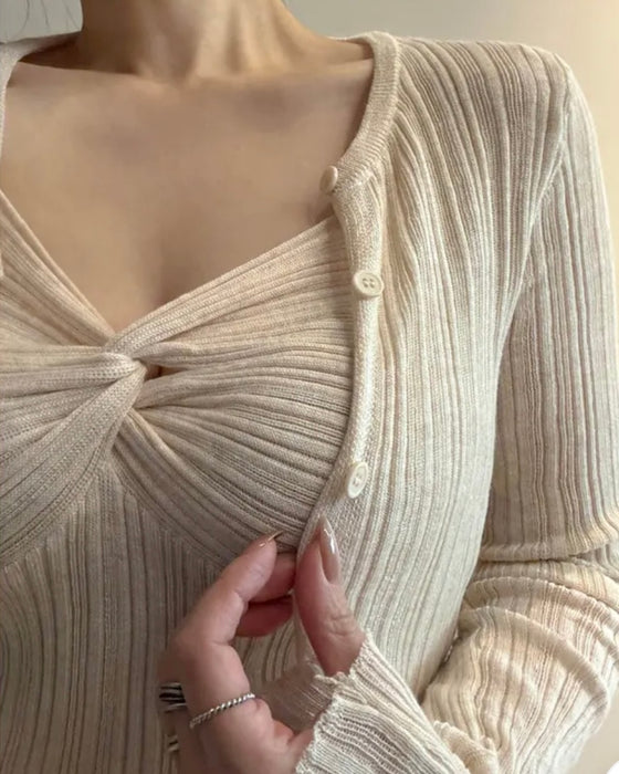 Twist Sleeveless Cardigan Set