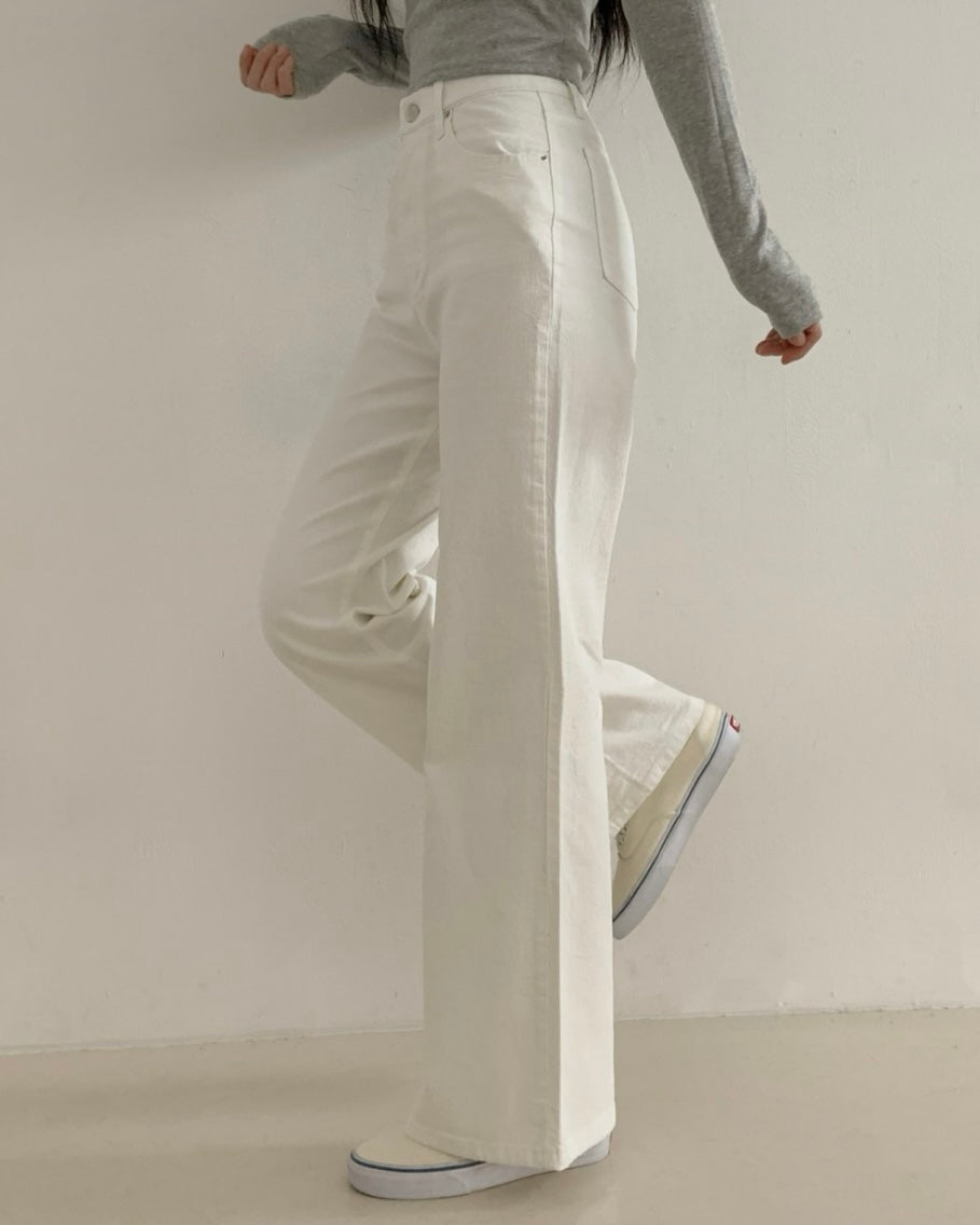 [S,M,L] High-Waist Stretchy Flared Cotton Pants