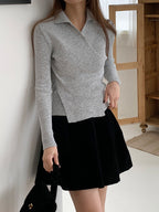 Wrap Collar V-Neck Knit