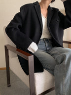 Black 100% Wool Jacket with Padded Vest