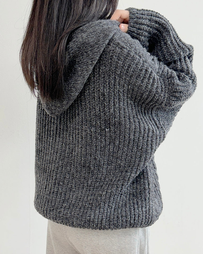 Hoodie Cable Knit Zip-Up