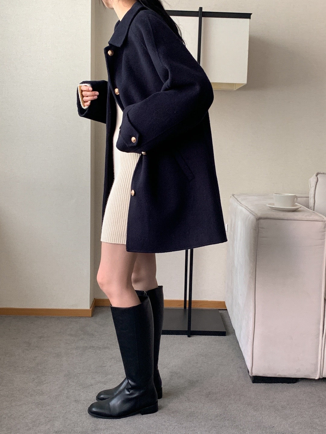 Premium Clair Wool Coat with Inner Padded Vest