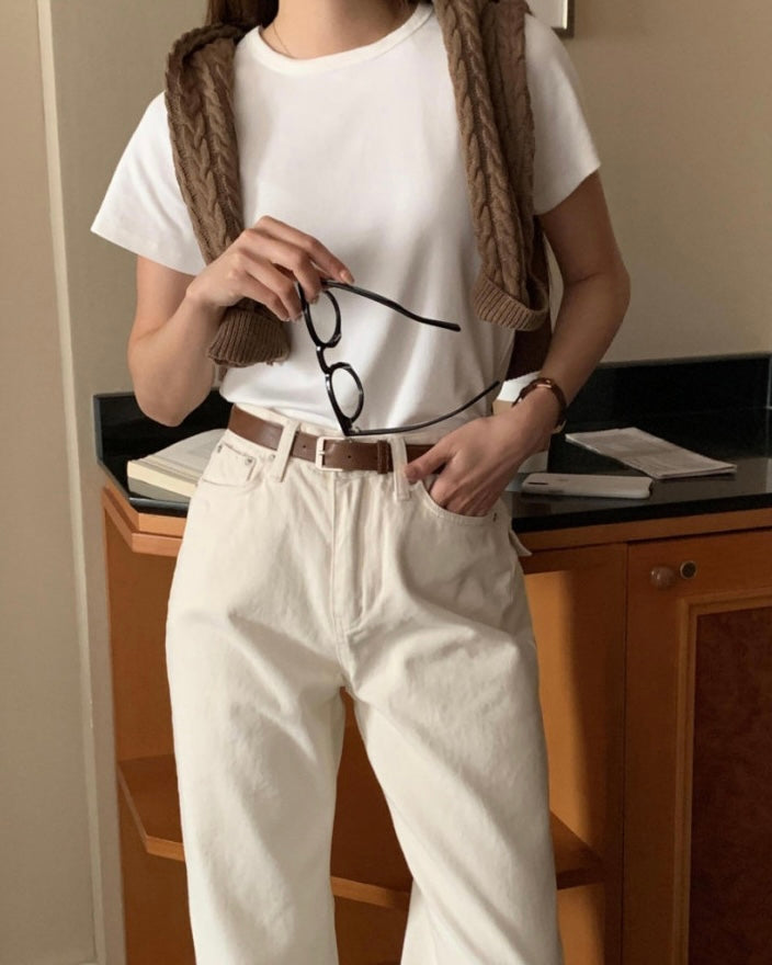 [S,M] Brushed Cream Jeans