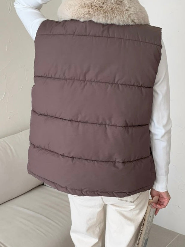 Fur Collar Padded Vest