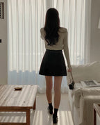 [S,M] A Pleats Belt Skirt Set