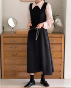 Side Button Sleeveless Long Dress