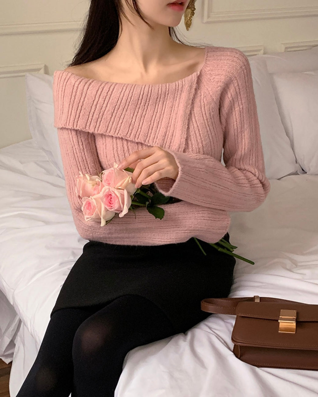 Unbalanced Collar Ribbed Knit