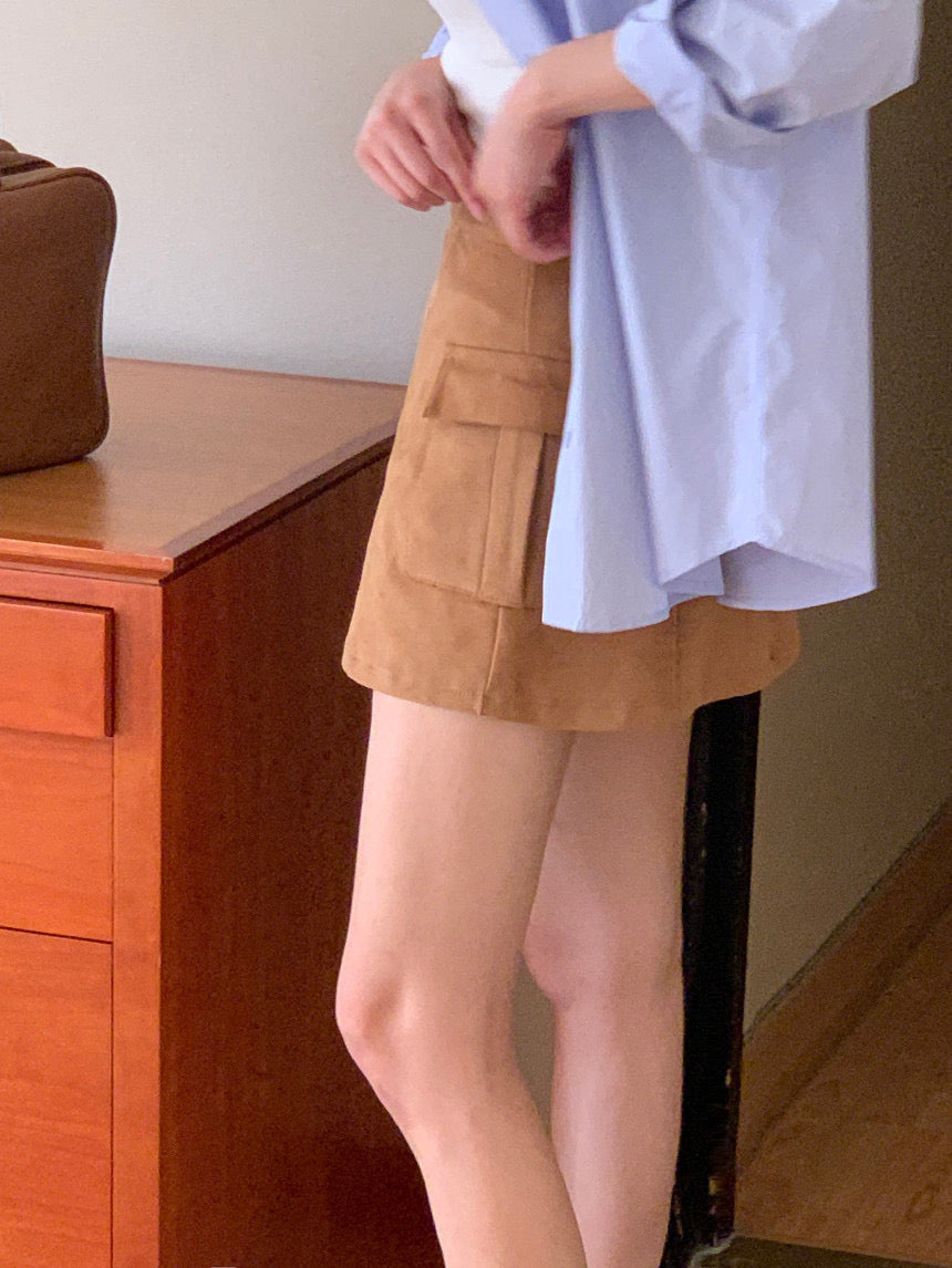 [S,M] Suede Pocket Skirt