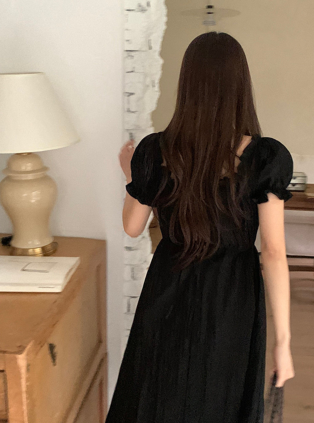 Off-Shoulder Back Ribbon Dress