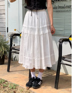 Dobby Ruffle Cotton Skirt