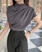 Shirring Half-Neck Top