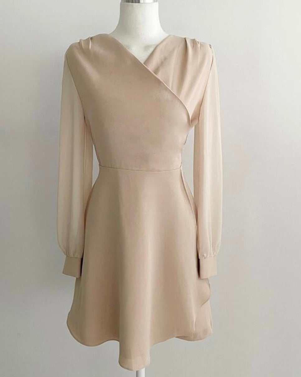 [ Pre-order ] Chiffon Sleeve Wrap Dress