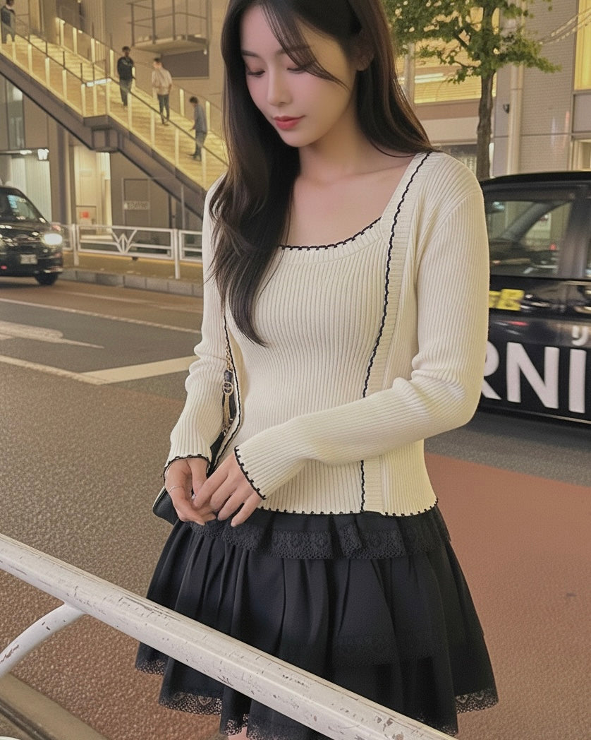Wave Knit Cardigan Set