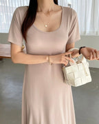 Cool U-Neck Short Sleeve Dress