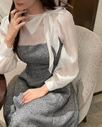 [ Pre-order ] Amelie Pearl Tweed Dress