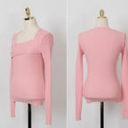 Oblique Ribbed Knit Top