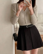 [S,M] A Pleats Belt Skirt Set