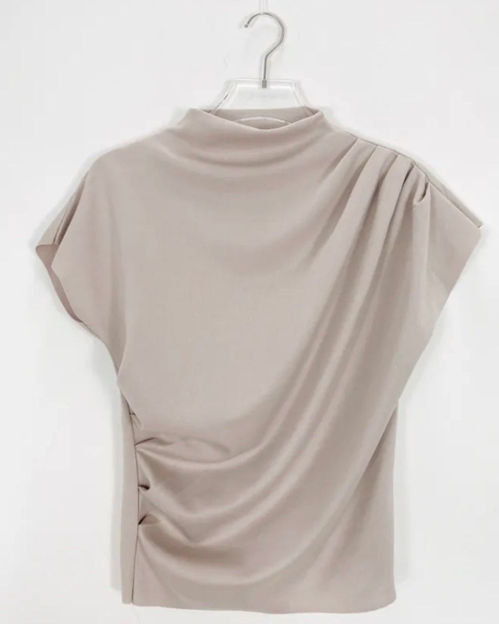 Shirring Half-Neck Top