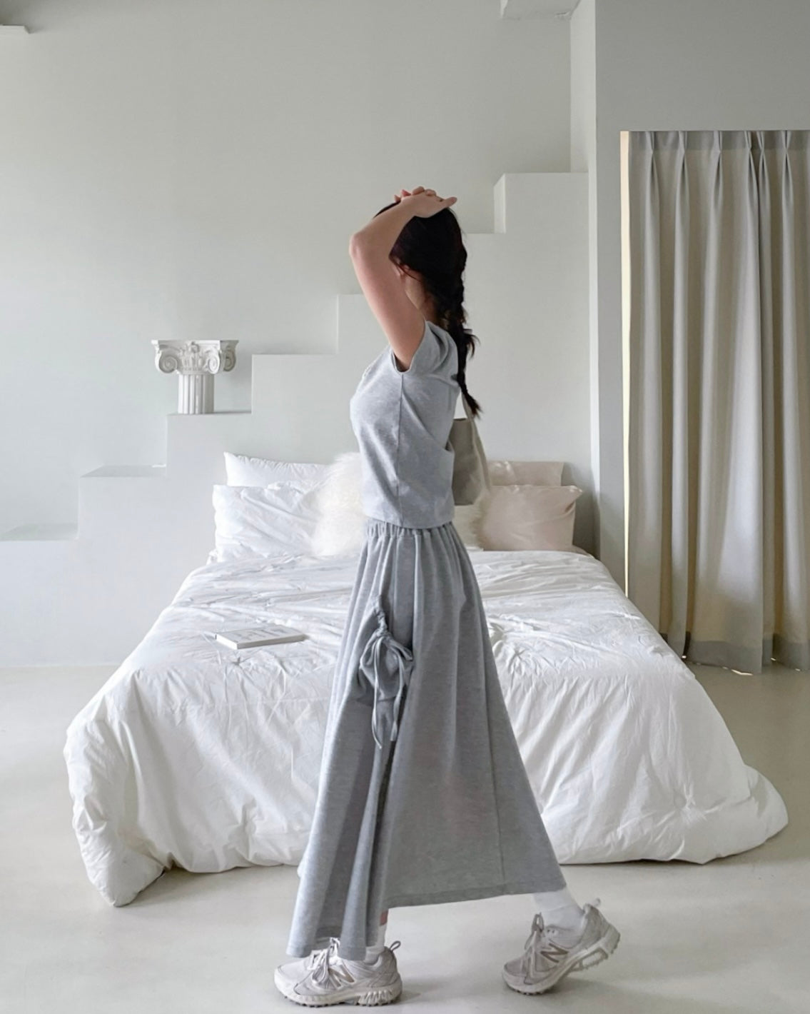 Ribbon Pocket Banding Long Skirt